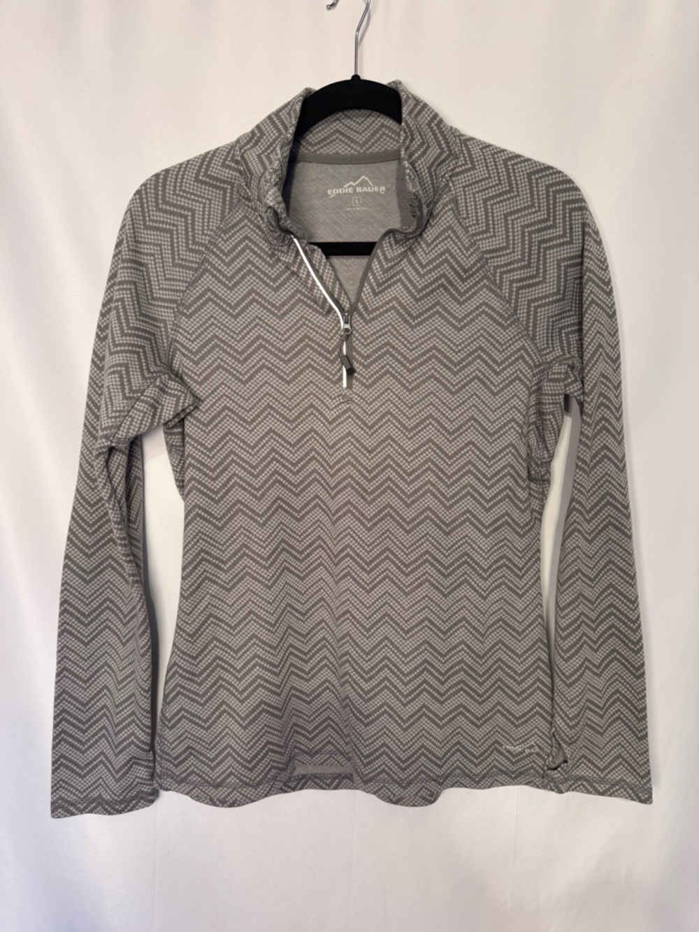 Eddie Bauer Taupe Chevron Half-Zip Pullover